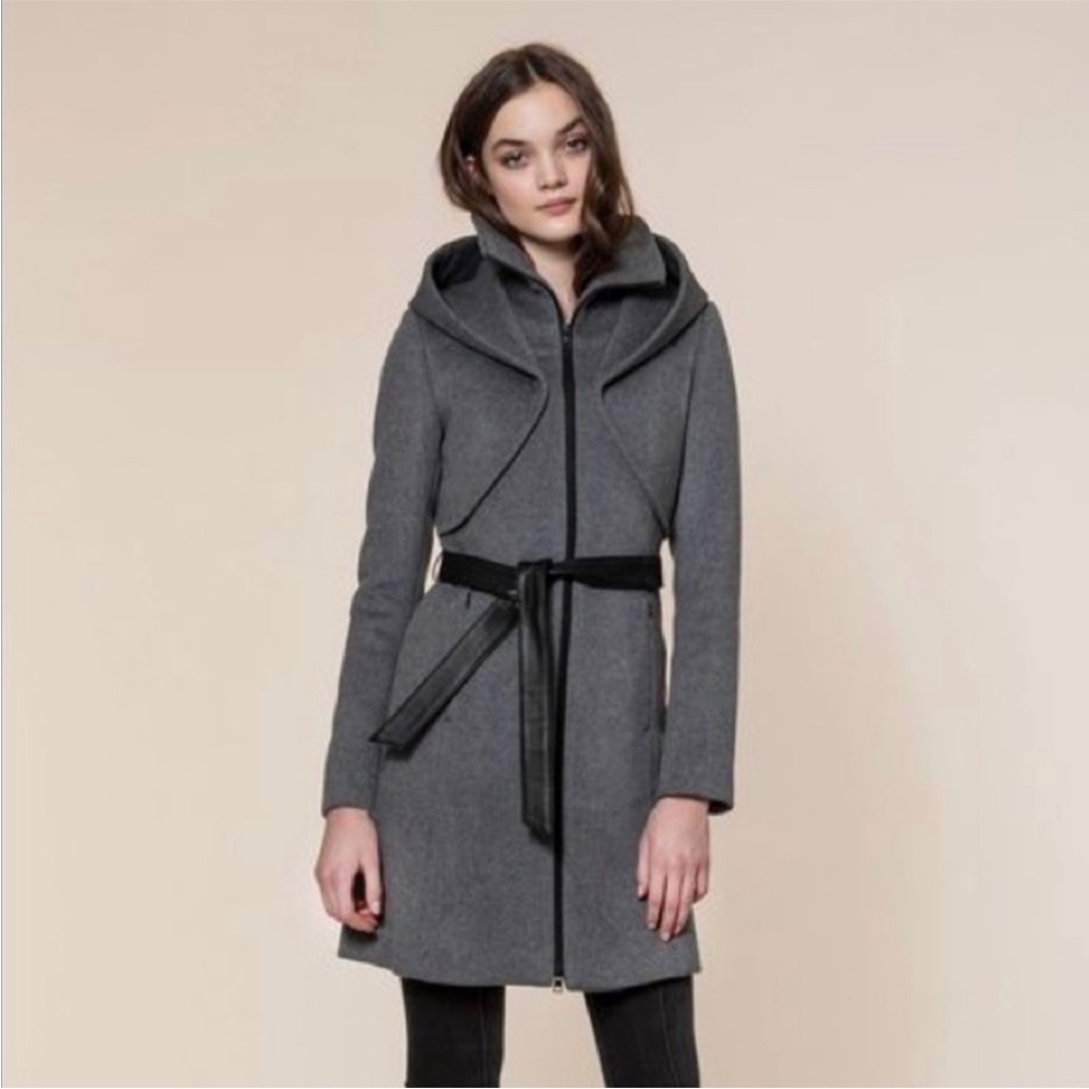 Soia & Kyo Charcoal Trench Coat with Ebony Belt
